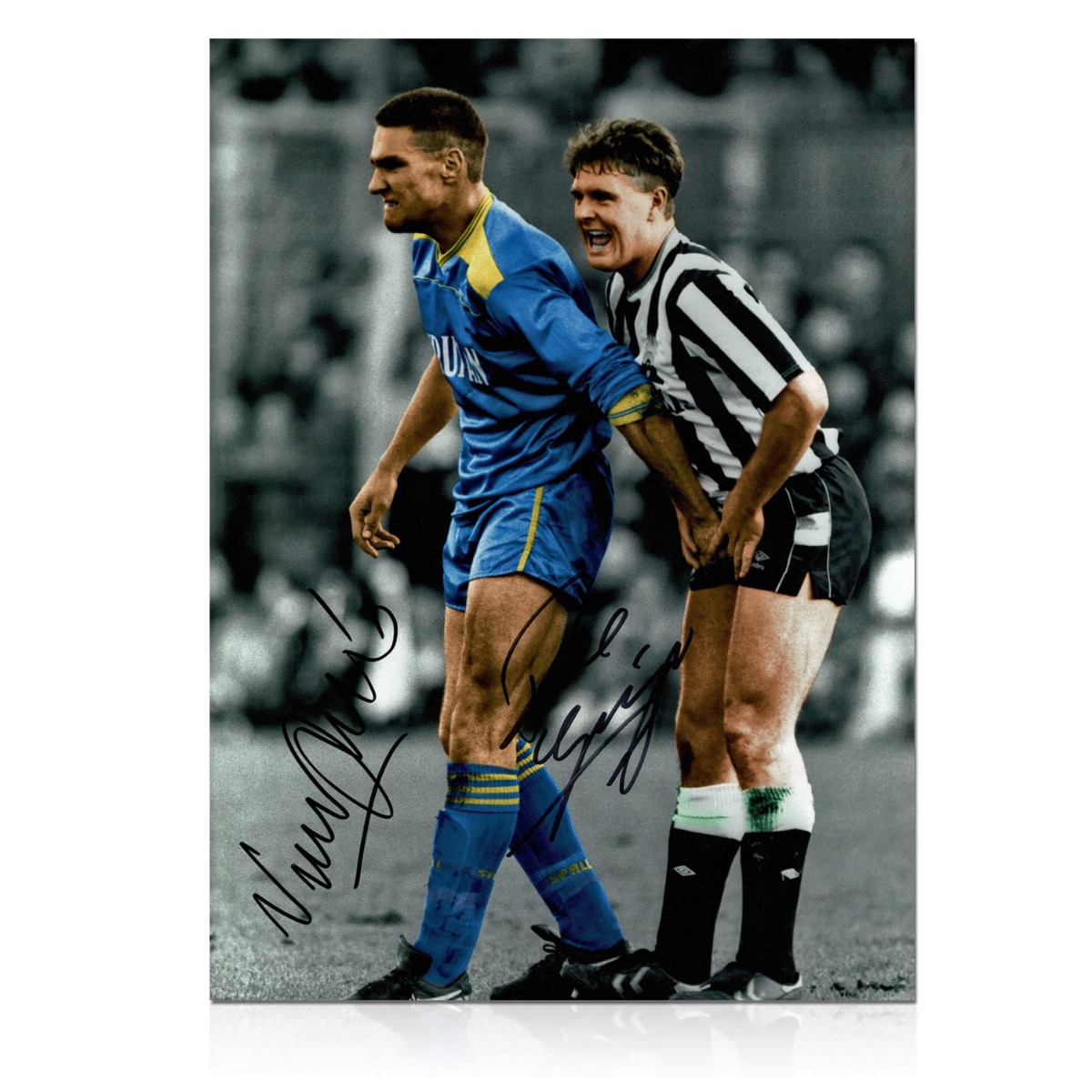 routinfly Framed Paul Gazza Gascoigne Newcastle United signed 16x12 inch photo with COA and proof. 