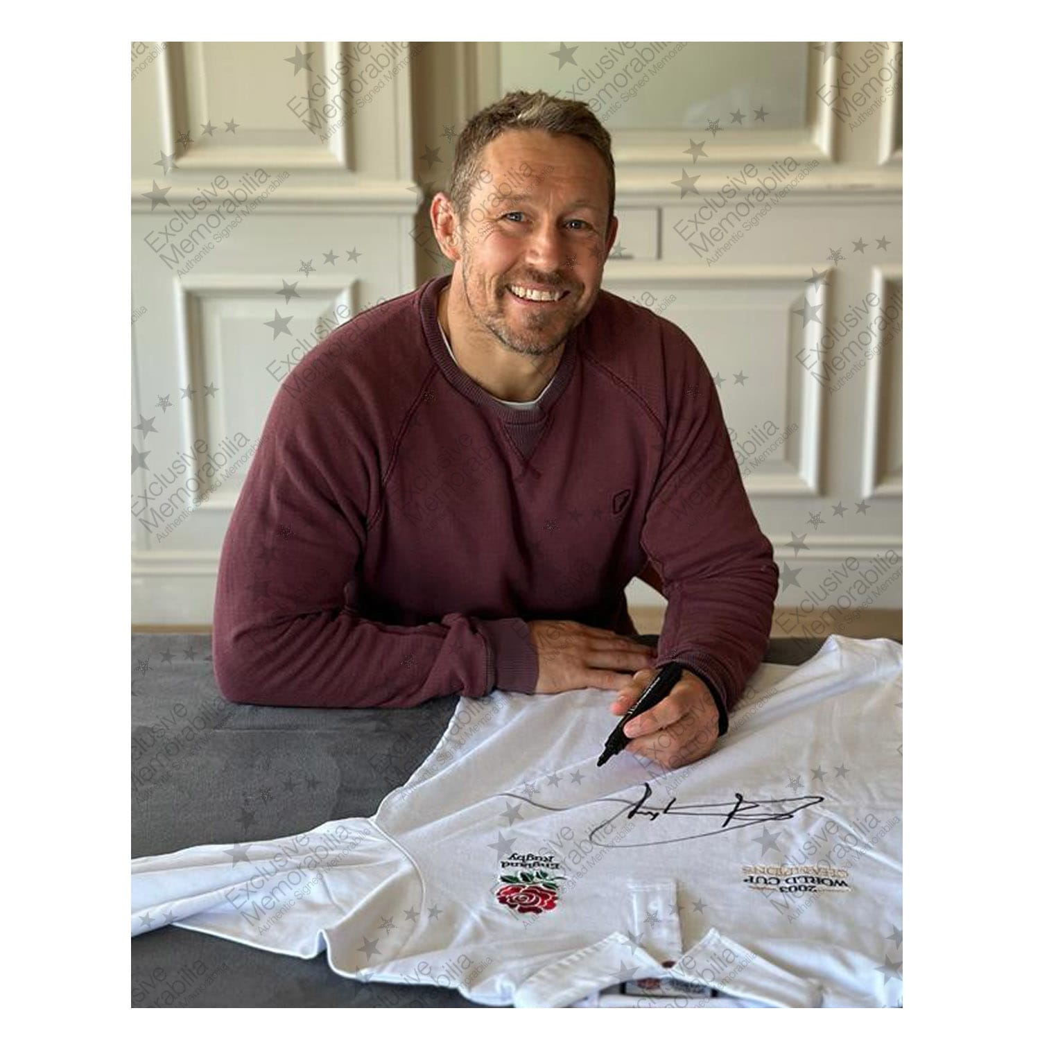 Jonny Wilkinson And Martin Johnson Signed England Rugby Shirts. Dual Frame
