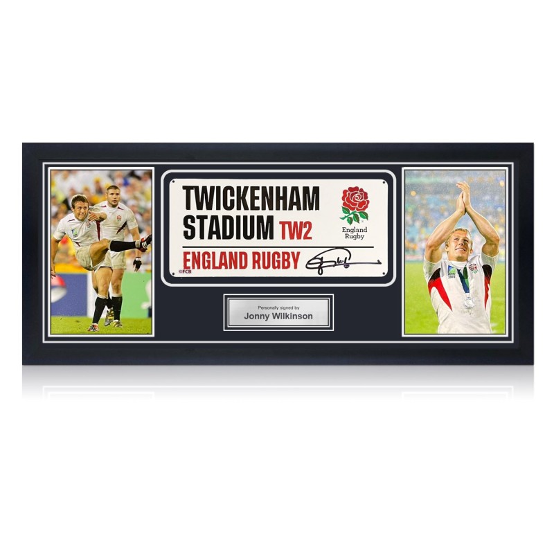 Jonny Wilkinson Signed England Rugby Street Sign. Framed
