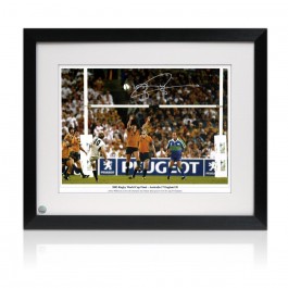 Jonny Wilkinson Signed Rugby Photo: Drop Kick (With Text). Framed