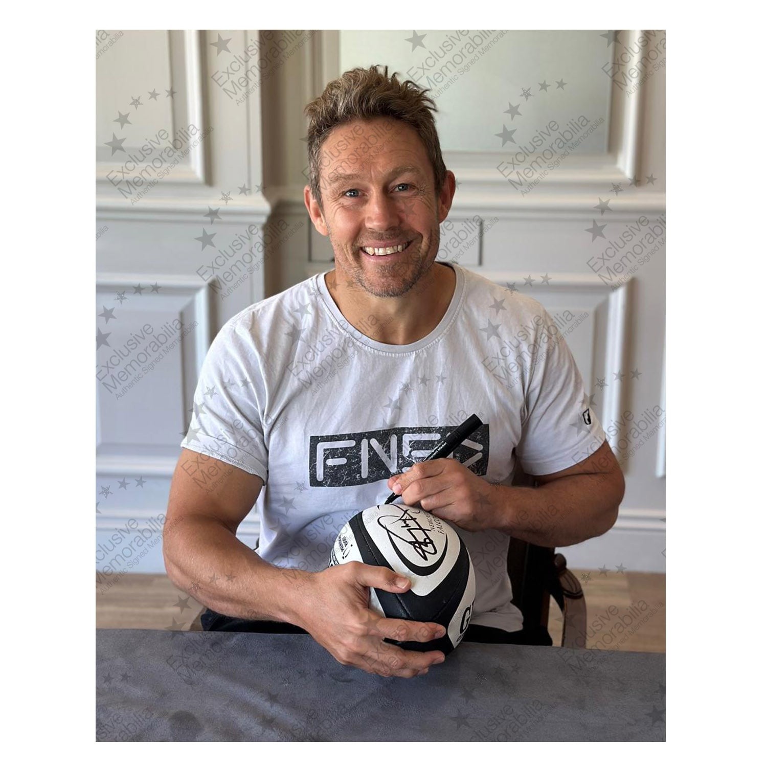  Jonny Wilkinson Signed Newcastle Falcons Rugby Ball. Display Case