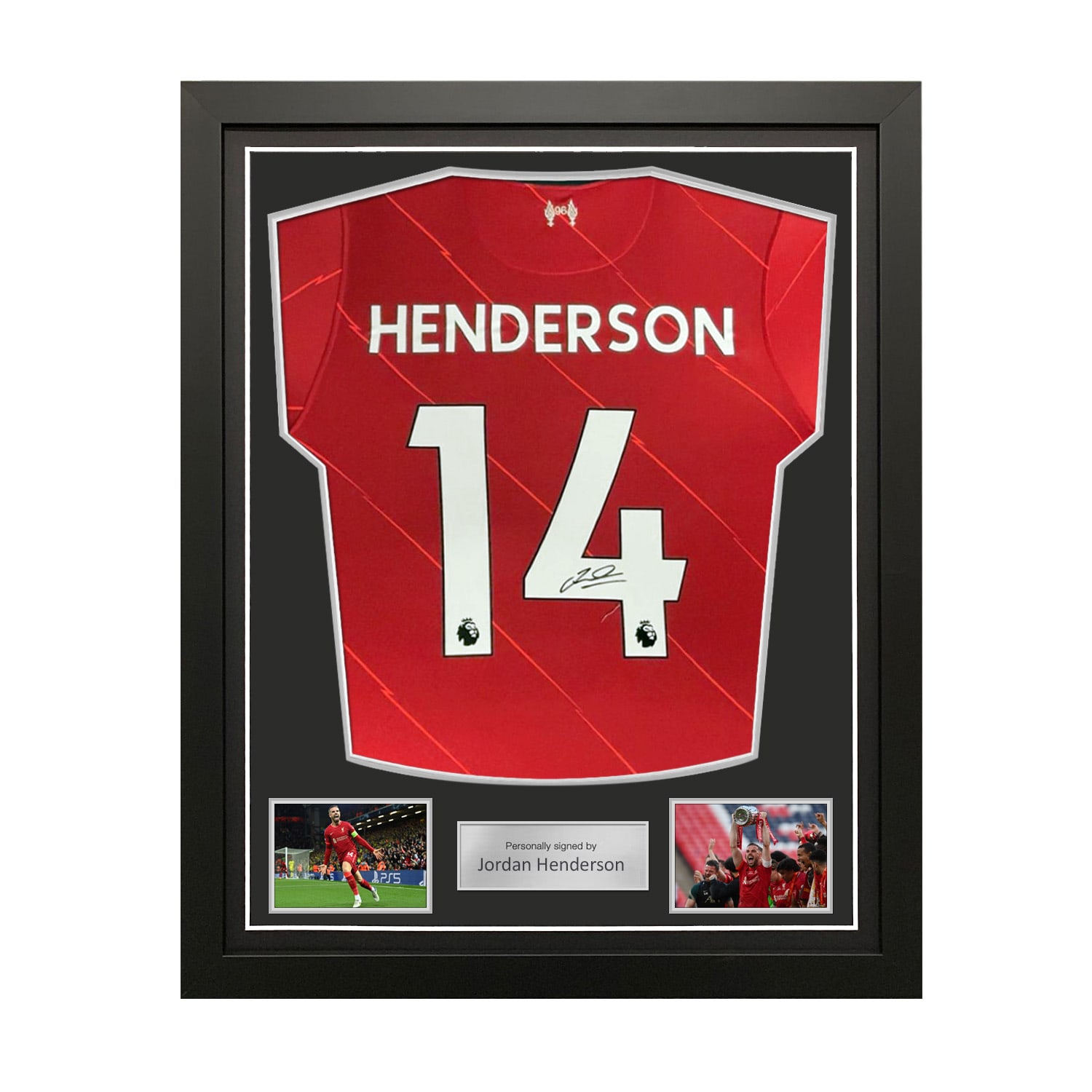 Jordan Henderson Signed Liverpool 2021-22 Football Shirt. Standard Frame
