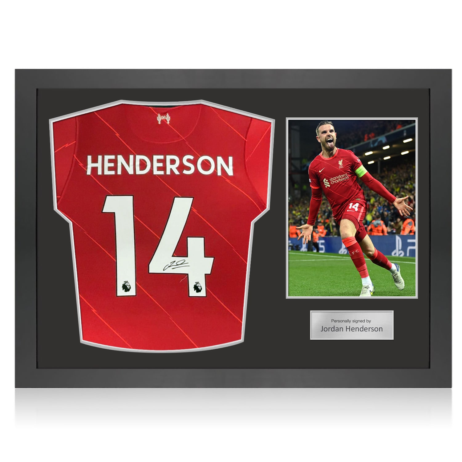 Jordan Henderson Signed Liverpool 2021-22 Football Shirt. Icon Frame