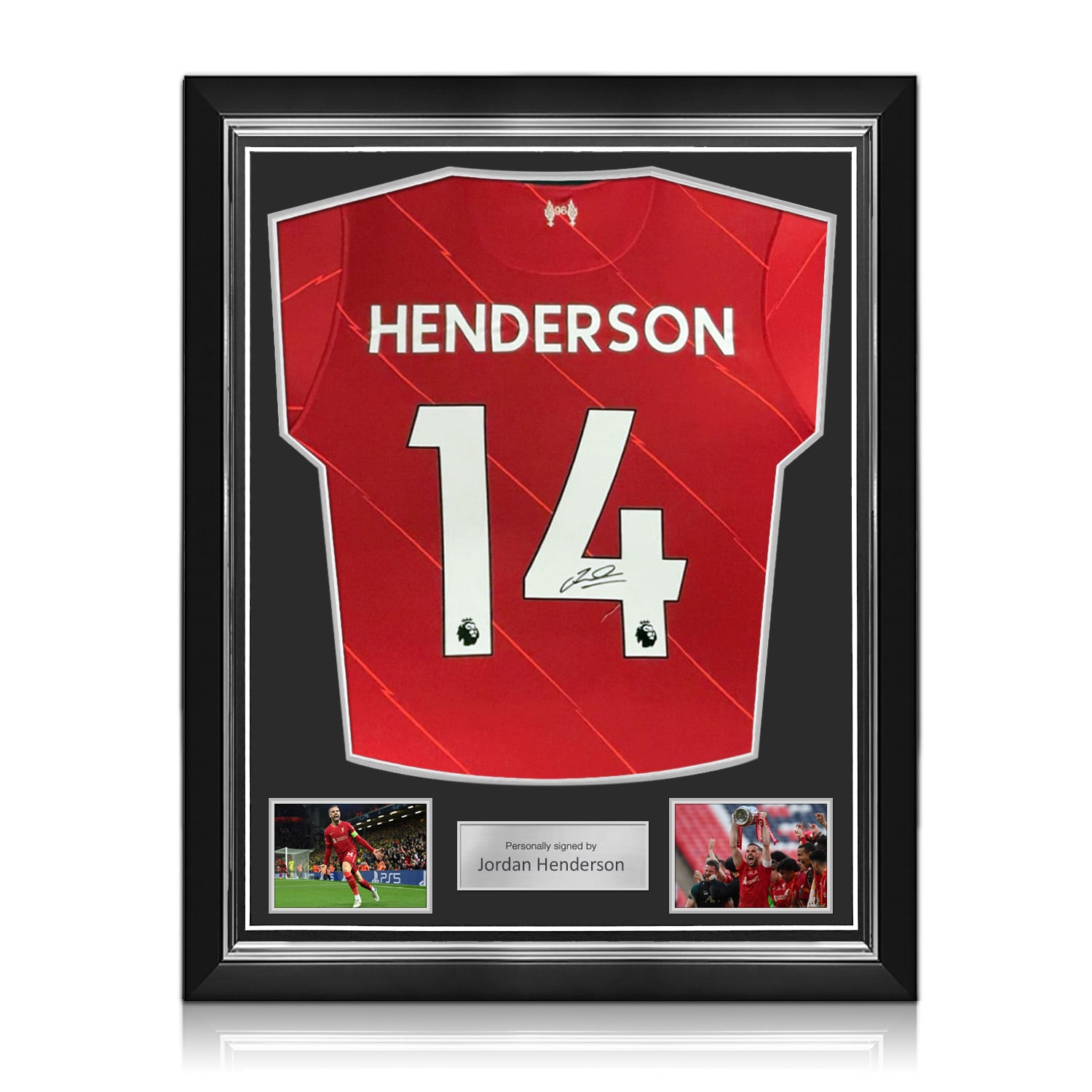 Jordan Henderson Signed Liverpool 2021-22 Football Shirt. Superior Frame