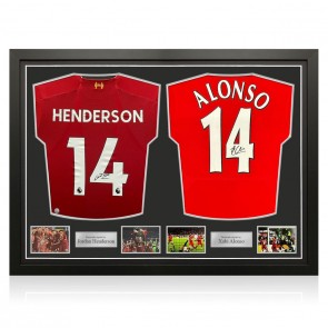 Jordan Henderson And Xabi Alonso Signed Liverpool Football Shirts. Dual Frame