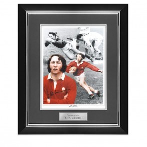 JPR Williams Signed Wales Rugby Photograph. Deluxe Frame