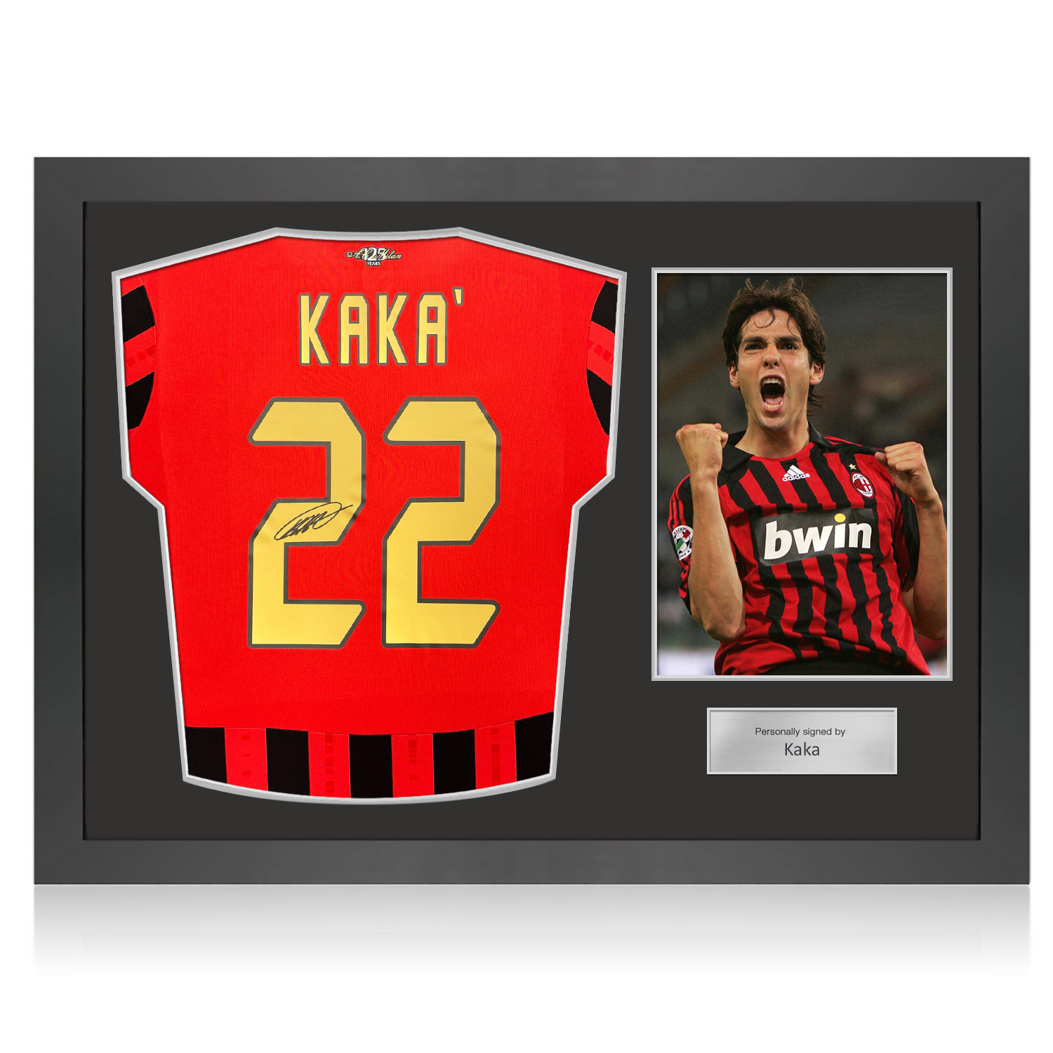 Kaka Signed AC Milan 2024-25 Home Football Shirt. Icon Frame
