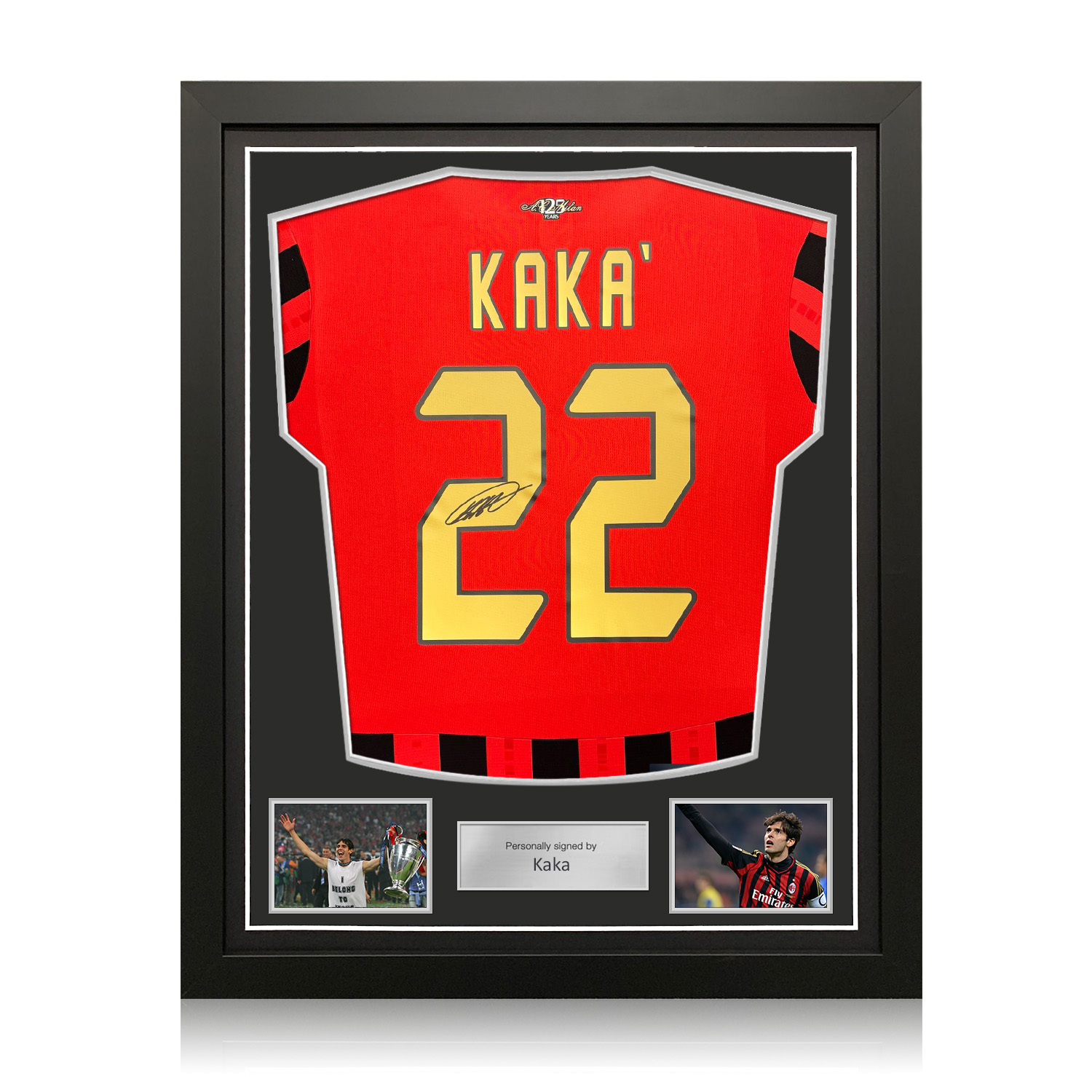 Kaka Signed AC Milan 2024-25 Home Football Shirt. Standard Frame