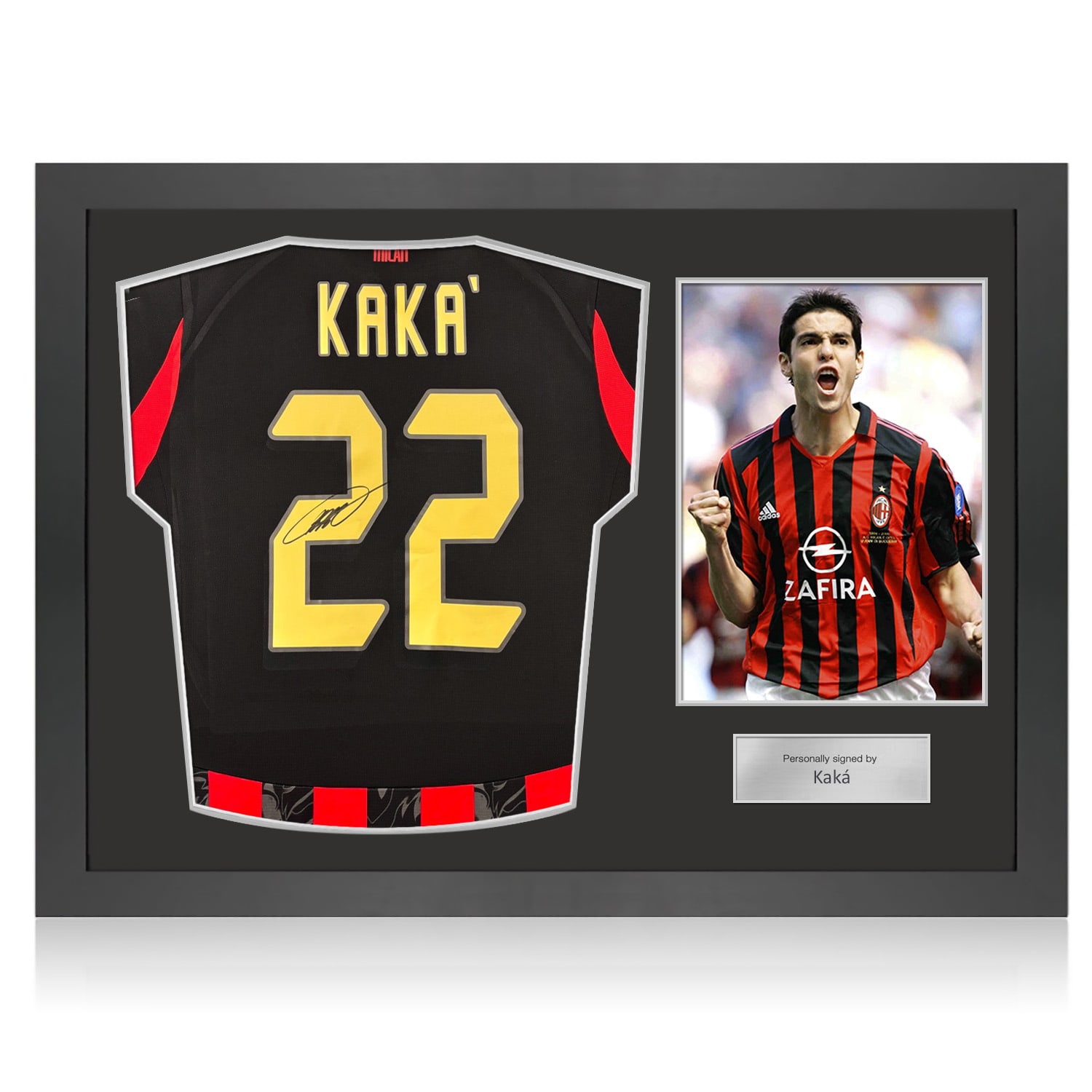 Kaka Signed AC Milan 2025-26 Home Football Shirt. Icon Frame