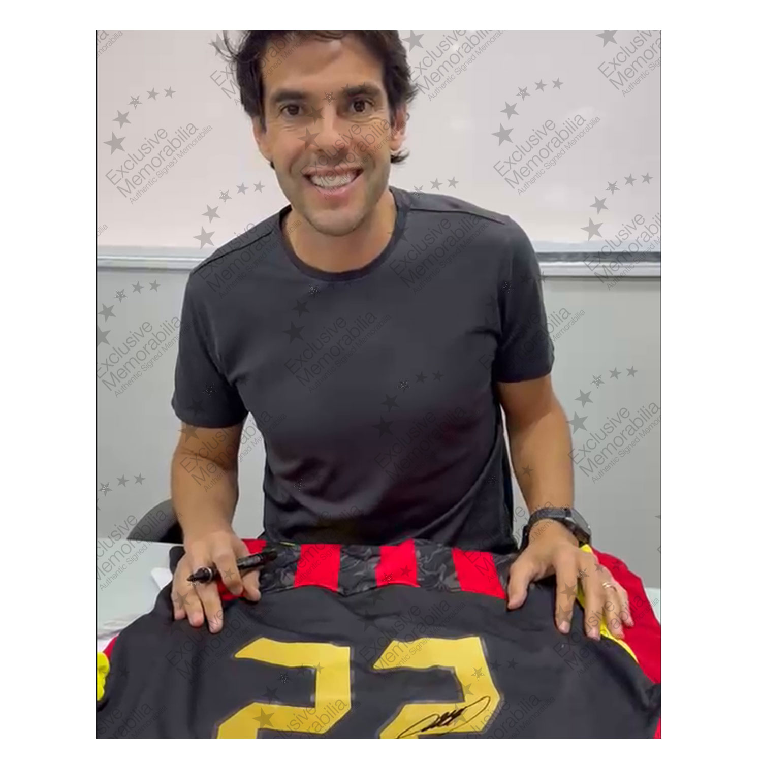 Kaka Signed AC Milan 2025-26 Home Football Shirt. Standard Frame