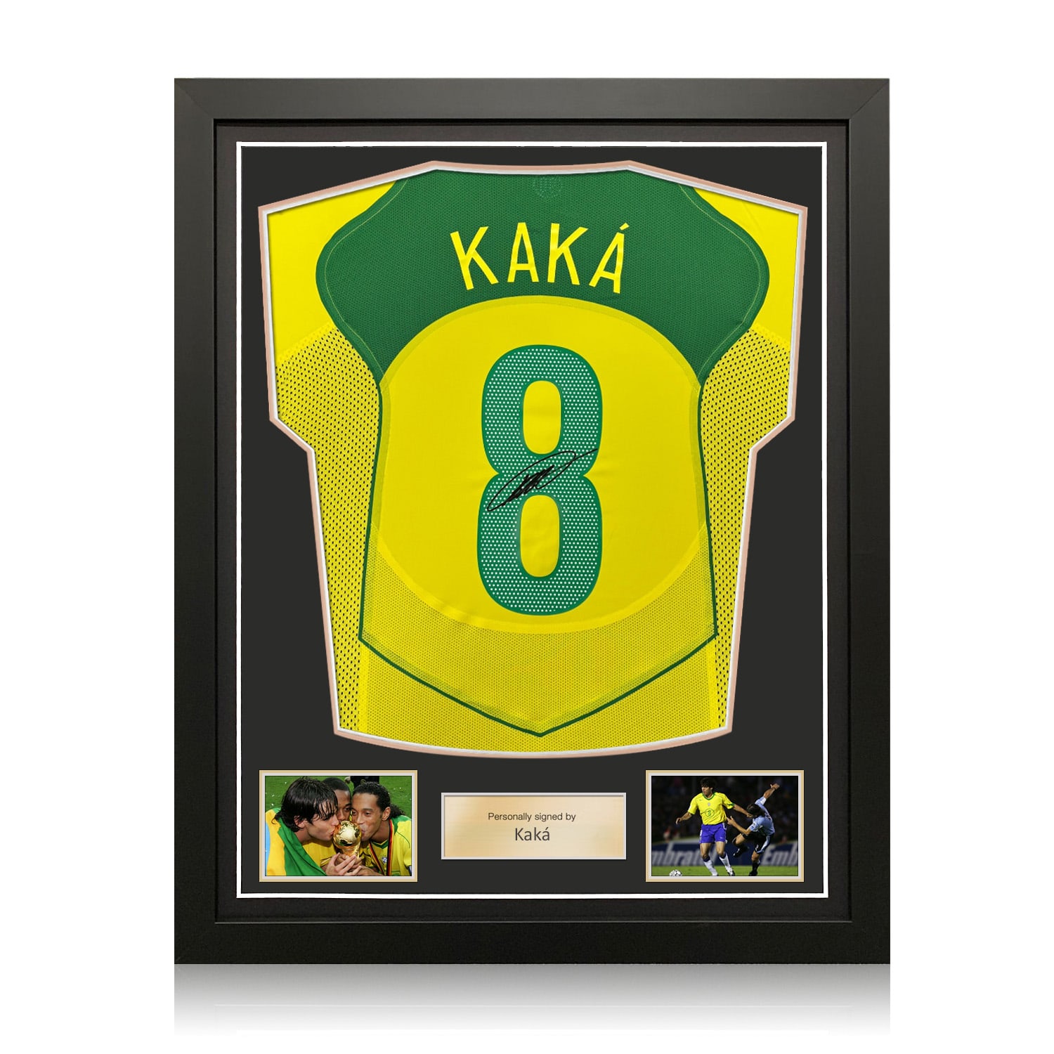 Kaka Signed Brazil 2004-06 Home Football Shirt. Standard Frame
