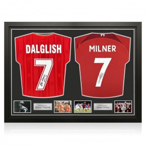 James Milner And Sir Kenny Dalglish Signed Liverpool Football Shirts. Dual Frame