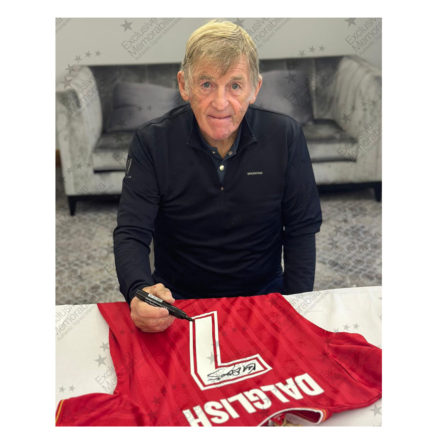 Sir Kenny Dalglish Back Signed Liverpool 1986 Football Shirt. Standard Frame