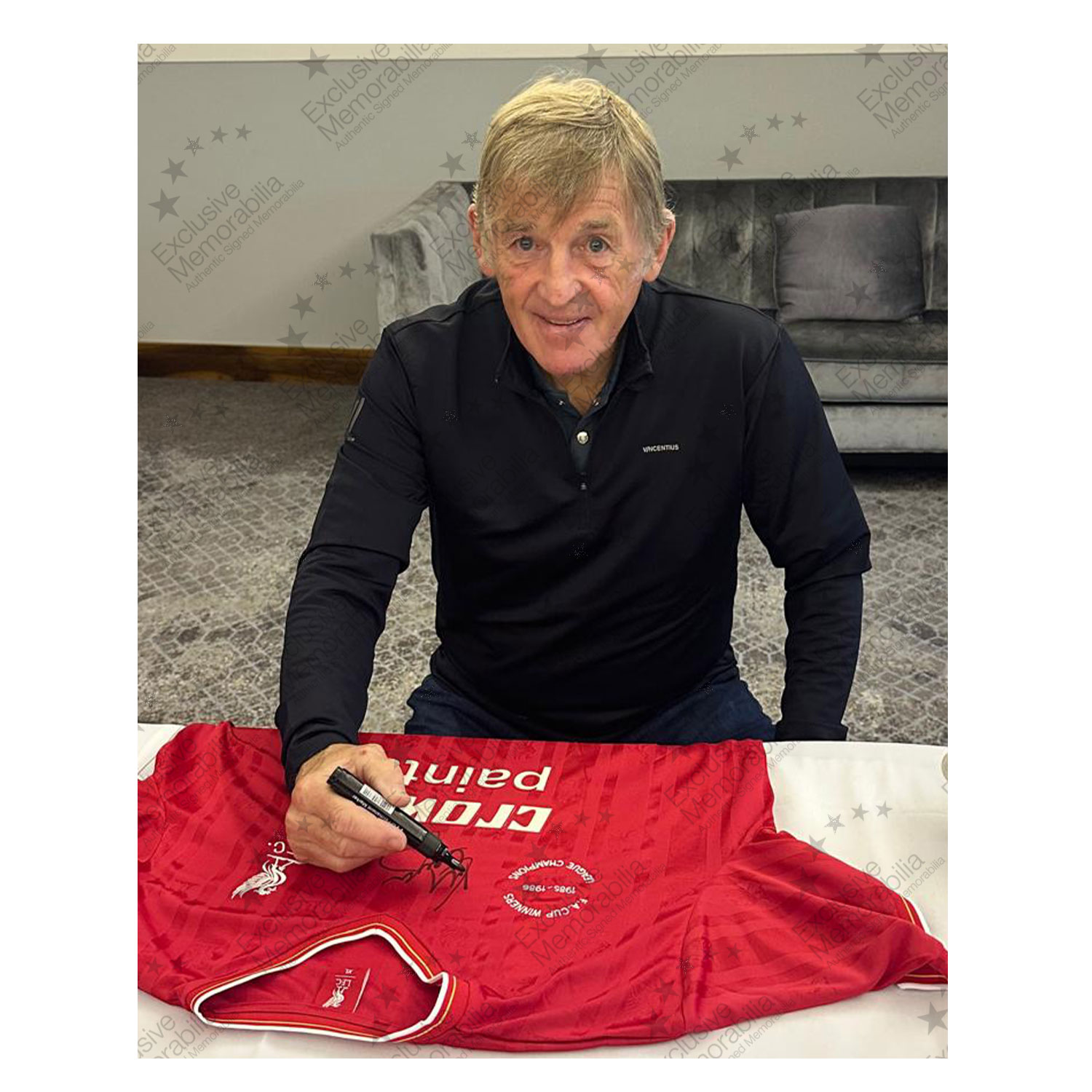 Sir Kenny Dalglish and Ian Rush Signed Liverpool 1985-86 Football Shirt. Standard Frame