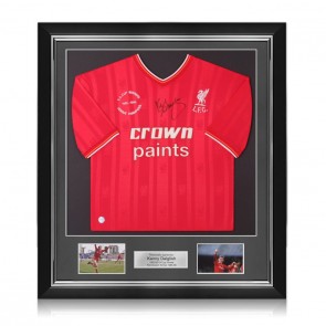 Kenny Dalglish Signed Liverpool 1985-86 Football Shirt. Deluxe Frame