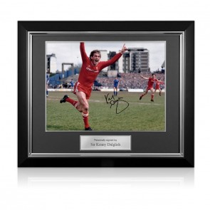 Kenny Dalglish Signed Liverpool Football Photo: Championship Goal. Deluxe Frame
