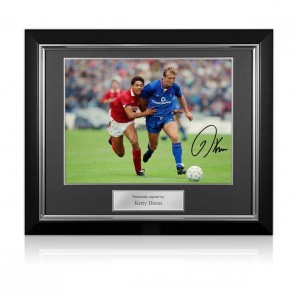 Kerry Dixon Signed Chelsea Photo: Des Walker Tackle. Deluxe Frame