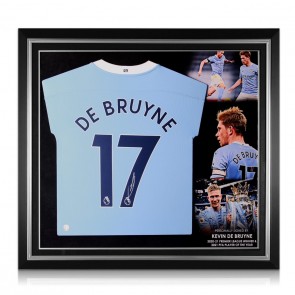 Kevin De Bruyne Signed Manchester City 2020-21 Football Shirt. Premium Frame