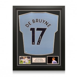 Kevin De Bruyne Signed Manchester City 2020-21 Football Shirt. Standard Frame