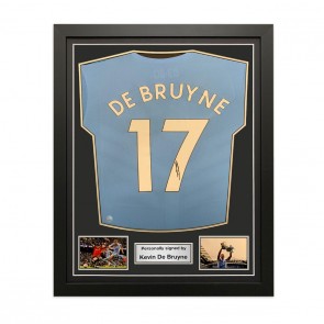 Kevin De Bruyne Signed Manchester City 2021-22 Player Issue Football Shirt. Standard Frame