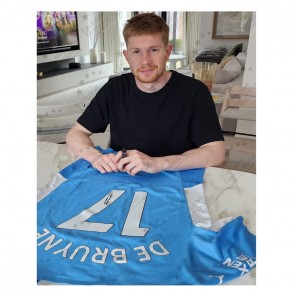 Kevin De Bruyne Signed Manchester City 2021-22 Player Issue Football Shirt. Standard Frame