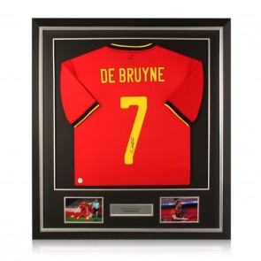 Kevin De Bruyne Signed Belgium Shirt. Deluxe Frame