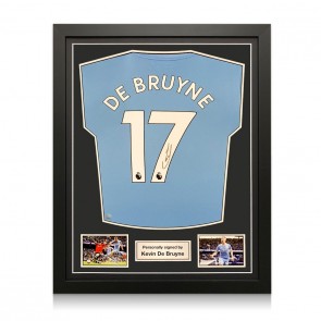 Kevin De Bruyne Signed Manchester City 2021-22 Football Shirt. Standard Frame
