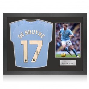 Kevin De Bruyne Signed Manchester City 2023-24 Football Shirt. Icon Frame