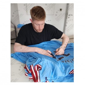 Kevin De Bruyne And Erling Haaland Signed Manchester City Football Shirts. Dual Frame
