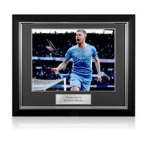 Kevin De Bruyne Signed Manchester City Photo: Derby Goal. Deluxe Frame