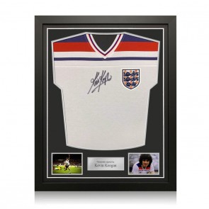 Kevin Keegan Front Signed England 1982 Football Shirt. Standard Frame