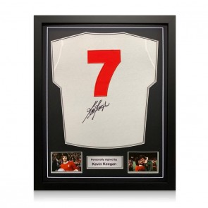 Kevin Keegan Signed Liverpool 1973 Away Football Shirt. Number 7. Standard Frame