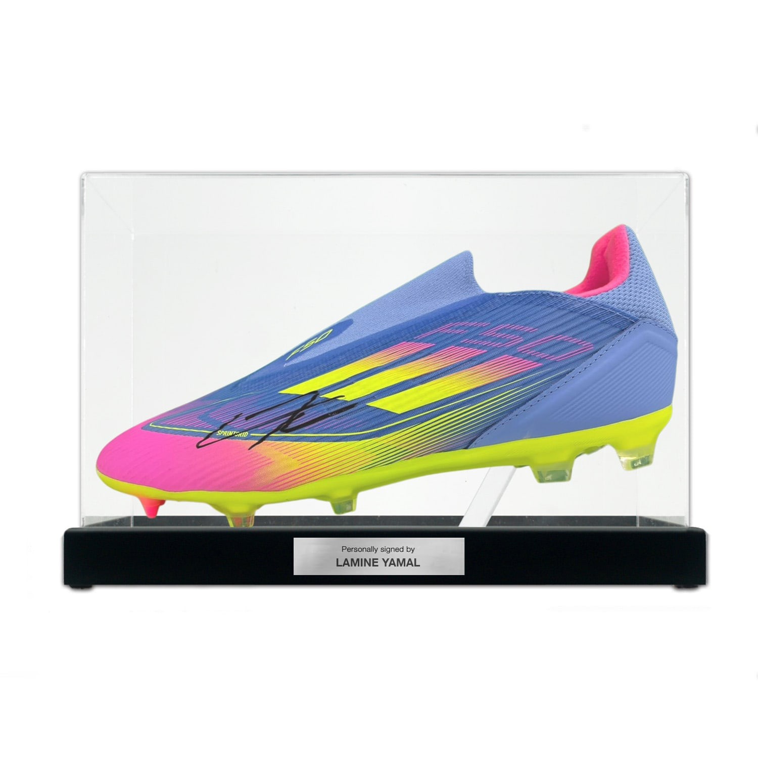 Lamine Yamal Signed F50 League Laceless Football Boot. Display Case With Plaque