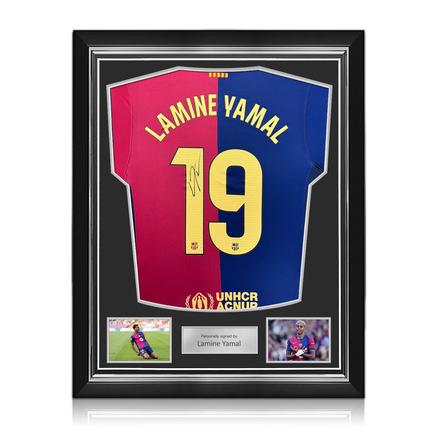 Lamine Yamal Signed 2024-25 Barcelona Home Football Shirt. Superior Frame