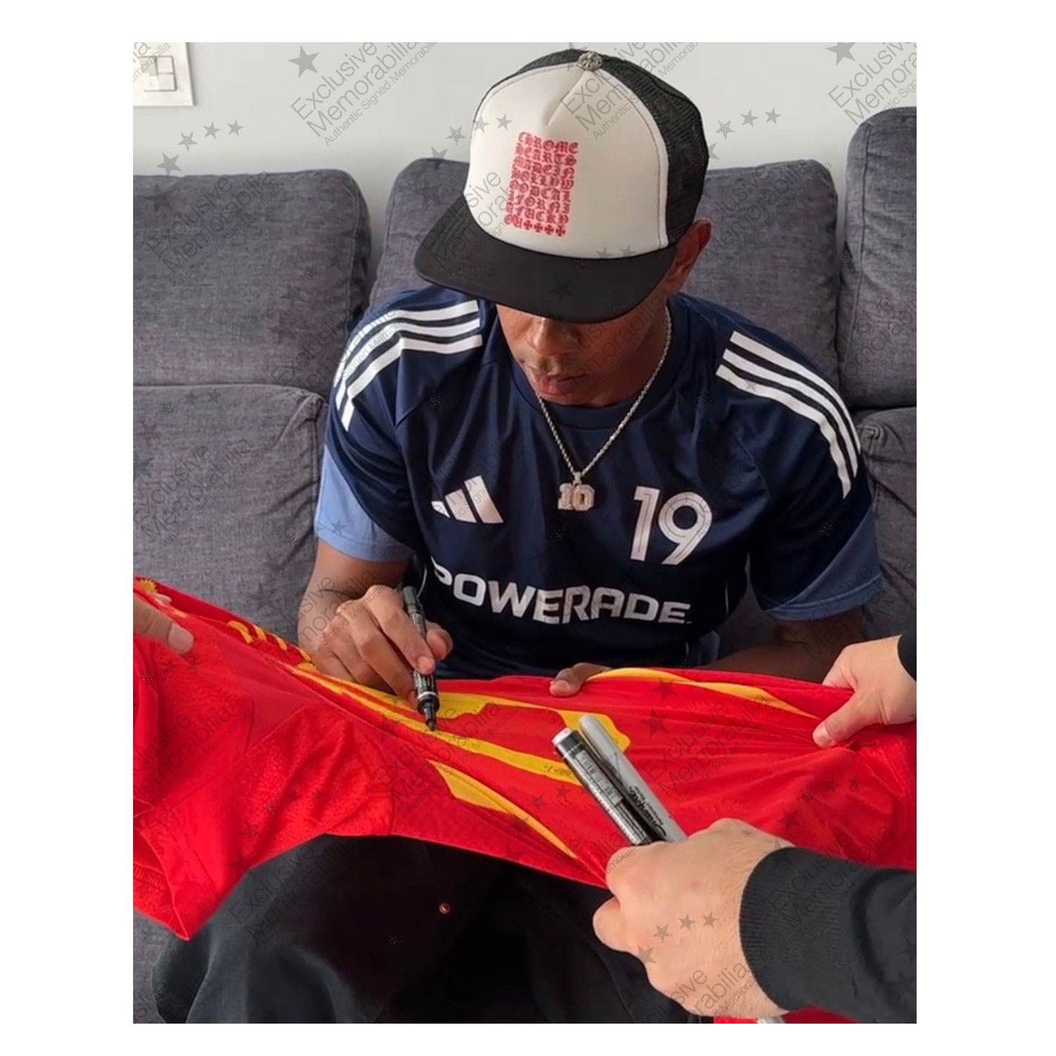 Lamine Yamal Signed Spain Home Football Shirt 2024. Standard Frame