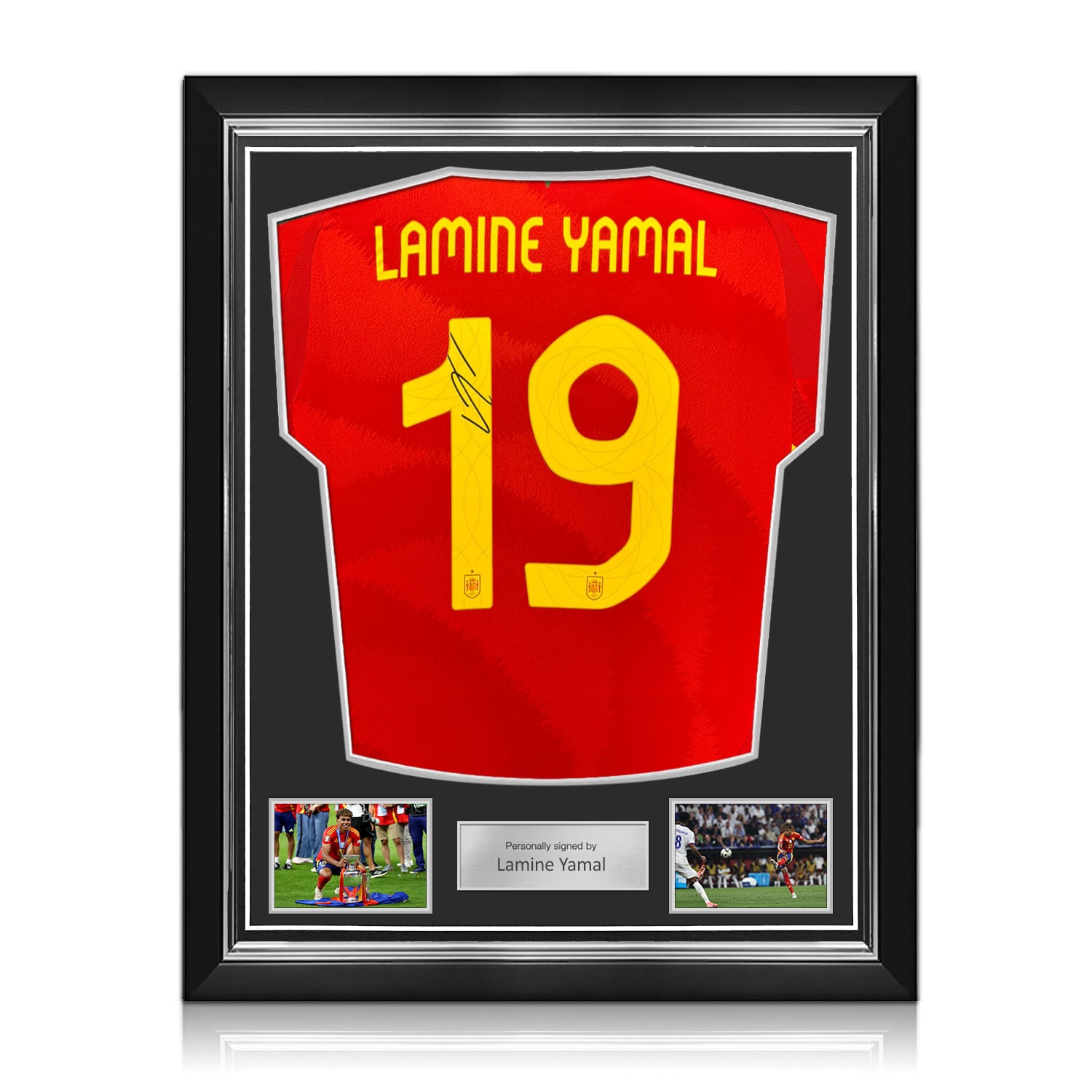 Lamine Yamal Signed Spain Home Football Shirt 2024. Superior Frame