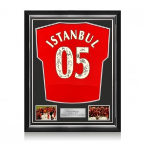 Liverpool 2005 Istanbul Multi Signed Football Shirt (Back). Superior Frame
