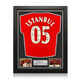 Liverpool 2005 Istanbul Multi Signed Football Shirt. Standard Frame