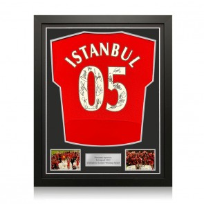 Liverpool 2005 Istanbul Multi Signed Football Shirt (Back). Standard Frame