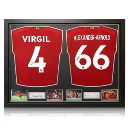Virgil van Dijk And Trent Alexander-Arnold Signed Liverpool Shirts. Dual Frame