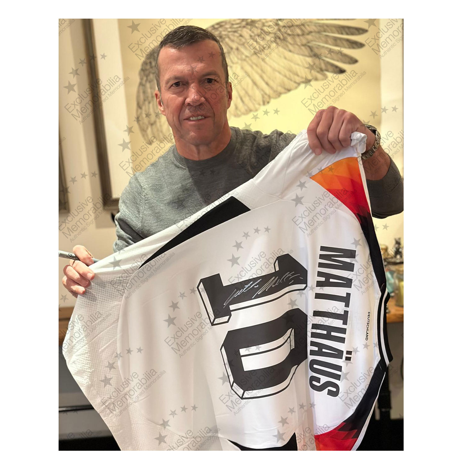 Lothar Matthäus Signed Germany 2024 Football Shirt. Icon Frame