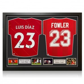 Luis Díaz And Robbie Fowler Signed Liverpool Football Shirts. Dual Frame