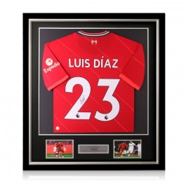 Luis Díaz Signed Liverpool 2021-22 Football Shirt. Deluxe Frame