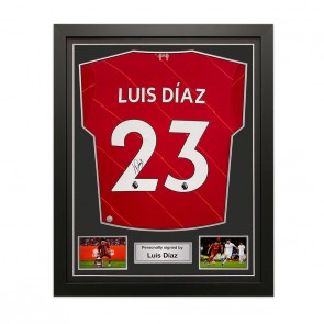 Luis Díaz Signed Liverpool 2021-22 Football Shirt. Standard Frame