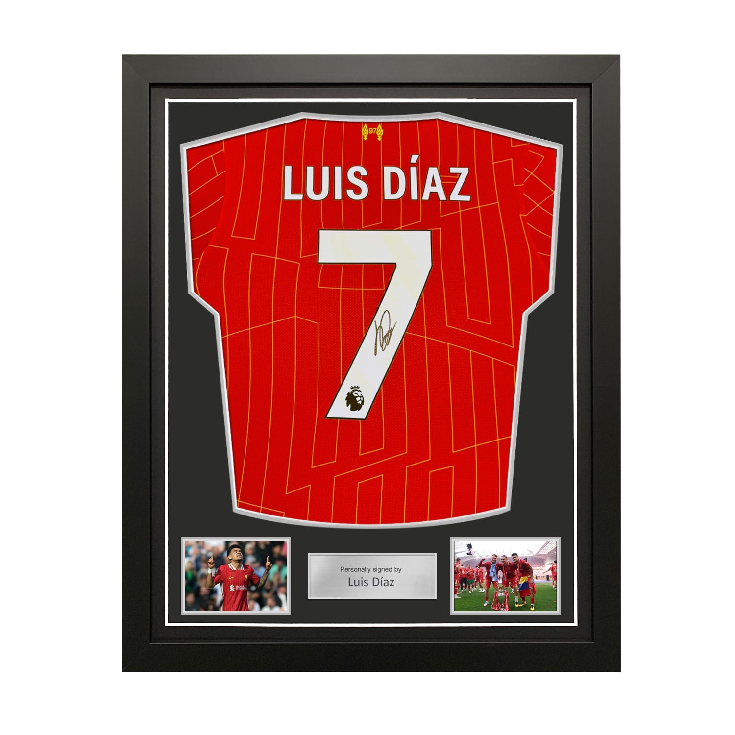Luis Díaz Signed Liverpool 2024-25 Football Shirt. Standard Frame
