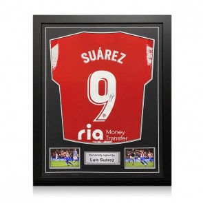 Luis Suarez Signed Atletico Madrid 2021-22 Football Shirt. Standard Frame