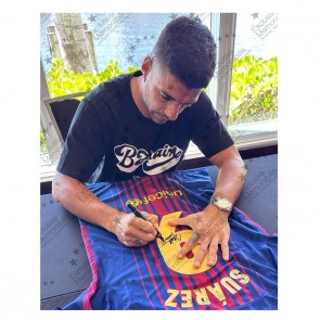 Luis Suarez Signed Barcelona 2017-18 Football Shirt. Superior Frame