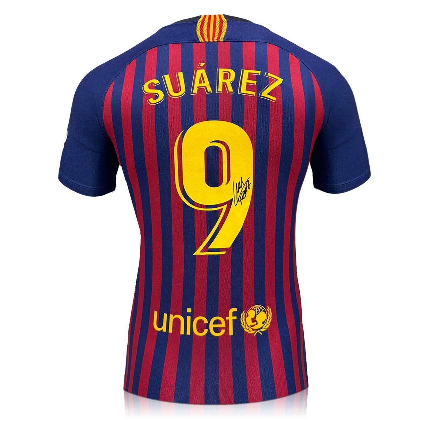 Luis Suarez Signed Original Barcelona 2018-19 Home Football Shirt (Fan Style Printing)