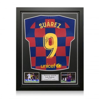 Luis Suarez Signed Barcelona 2019-20 Shirt. Standard Frame