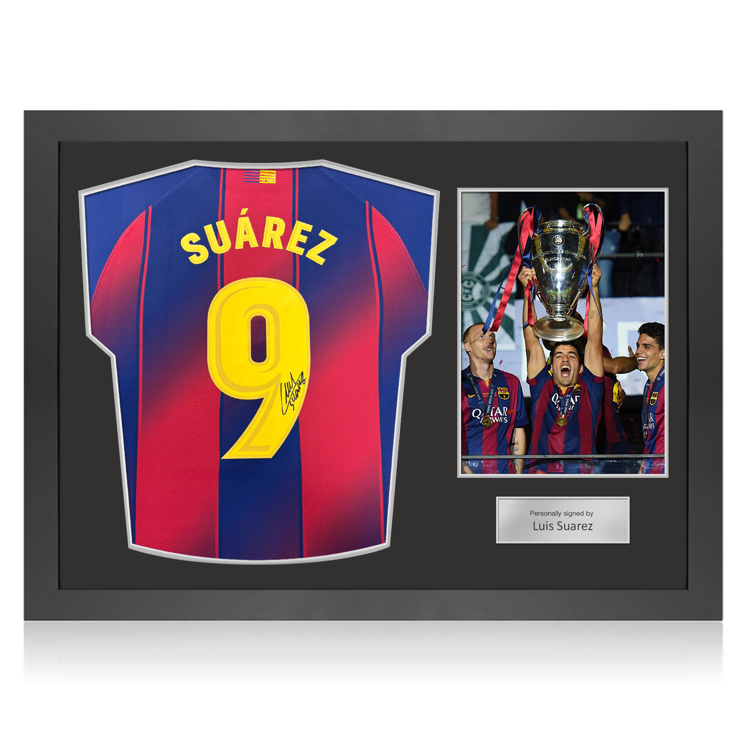 Luis Suarez Signed Barcelona 2025-26 Home Football Shirt. Icon Frame